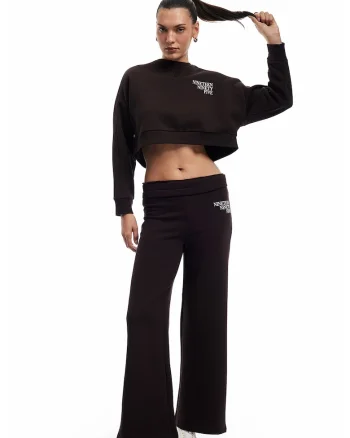Pantaloni de trening cu croiala ampla, Maro inchis