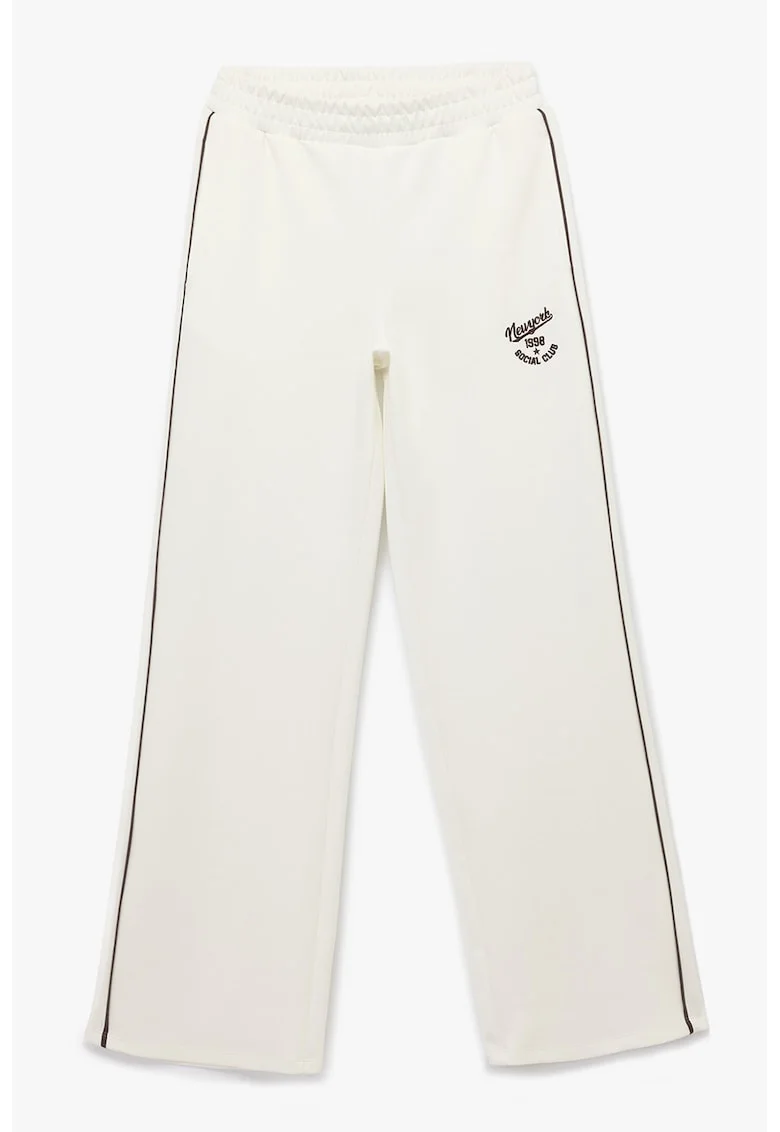 Pantaloni de trening din amestec de bumbac cu croiala ampla, Negru/Alb murdar