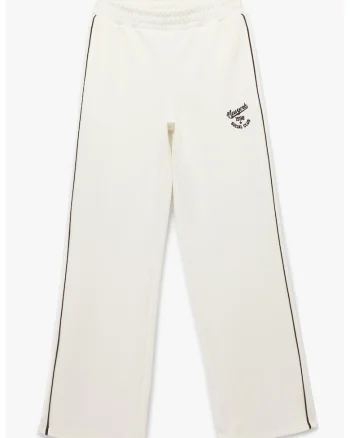 Pantaloni de trening din amestec de bumbac cu croiala ampla, Negru/Alb murdar