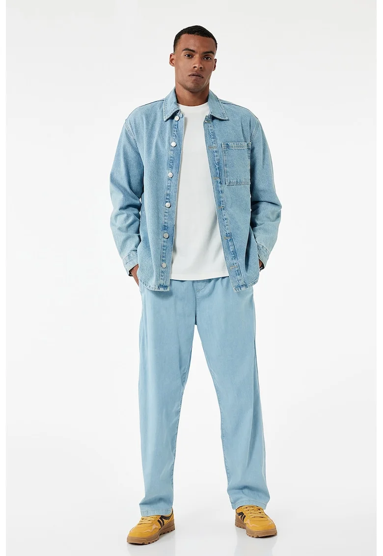 Blugi relaxed fit cu talie medie, Albastru deschis