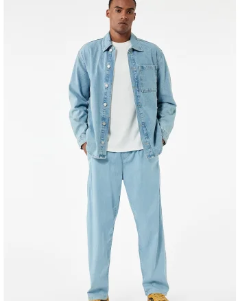 Blugi relaxed fit cu talie medie, Albastru deschis