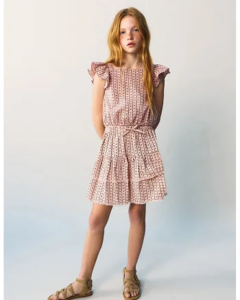 Fusta evazata cu imprimeu floral, Roz pastel