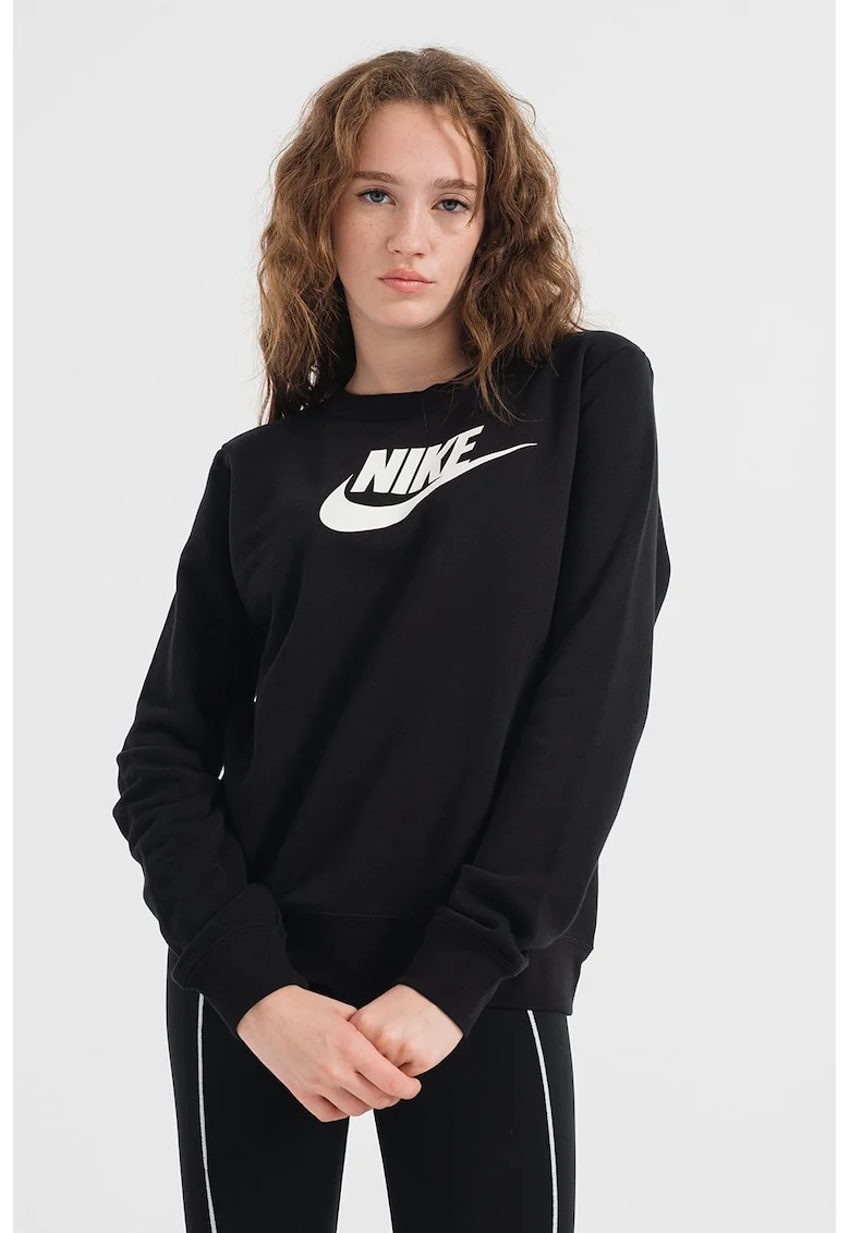 Bluza sport cu imprimeu logo Sportswear Club, Alb/Negru