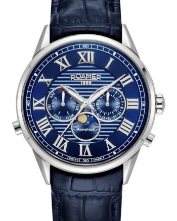 Ceas barbătesc  Superior Moonphase II, bleu închis, mecanism Quartz, carcasă din oțel