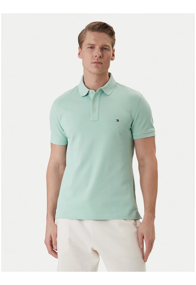Tricou polo din amestec de bumbac organic 1985, Verde pal