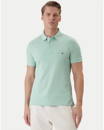 Tricou polo din amestec de bumbac organic 1985, Verde pal