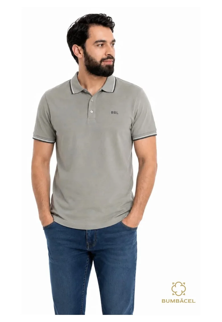 Tricou Polo pentru barbati, din bumbac casual, Gri