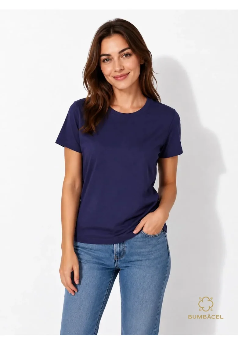 Tricou dama din bumbac pentru tinute casual, Albastru