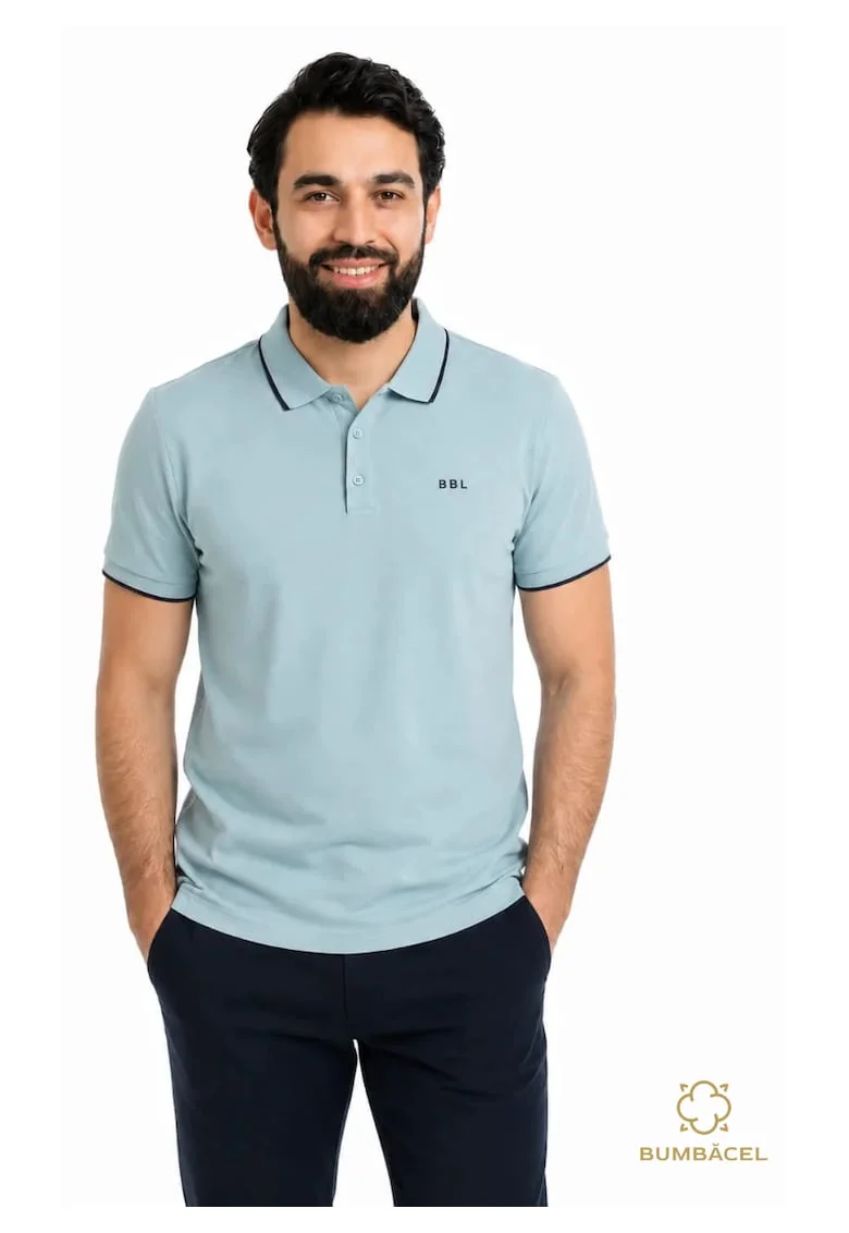 Tricou Polo pentru barbati, din bumbac casual, Albastru
