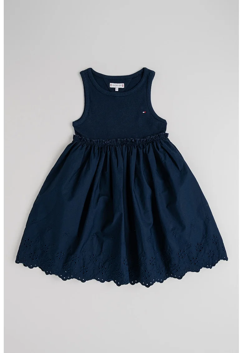 Rochie evazata din bumbac, Bleumarin