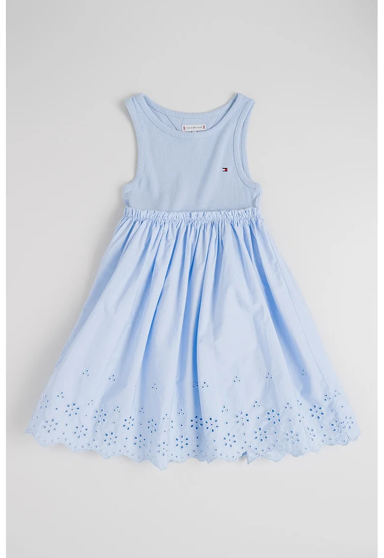 Rochie evazata din bumbac, Albastru pastel