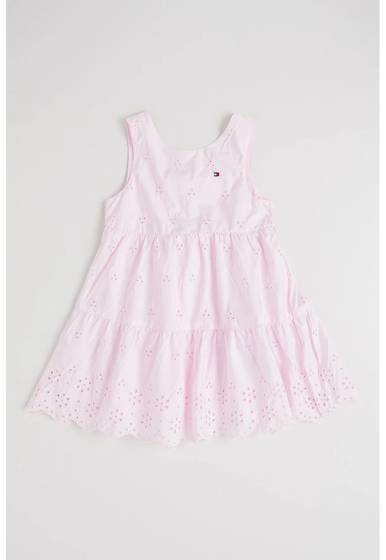 Rochie uni din bumbac, Roz deschis