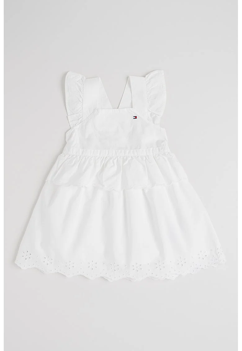 Rochie evazata din bumbac, Alb optic