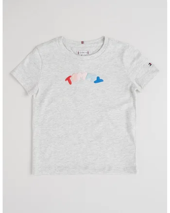 Tricou de bumbac cu imprimeu logo cauciucat, Gri deschis melange