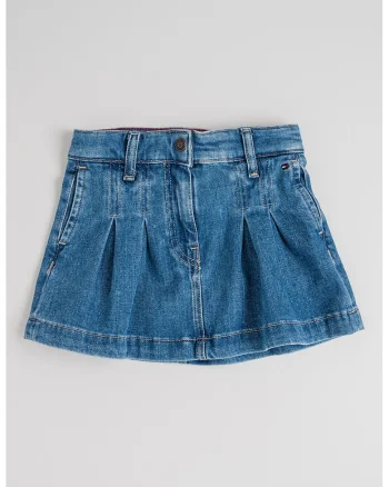 Fusta mini din denim cu pliuri, Albastru royal