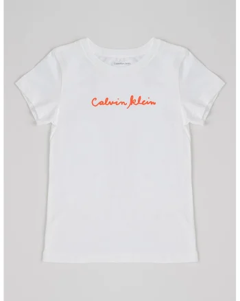 Tricou din bumbac organic cu imprimeu logo, Alb optic