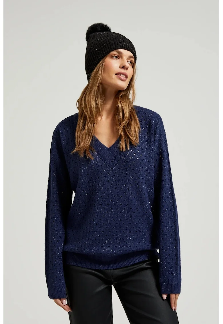Caciula neagra  tricotata, cu pompon, unica, ONE SIZE