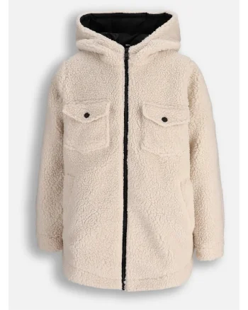 Jacheta asimetrica din material teddy,
