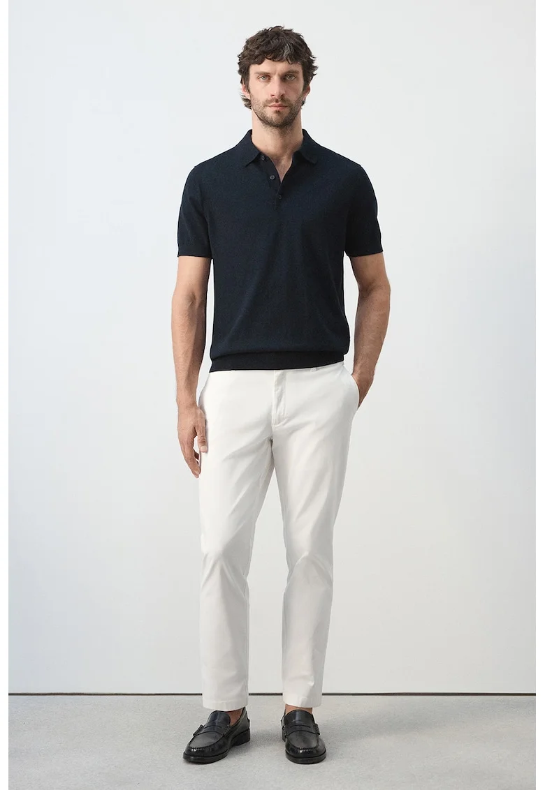 Pantaloni chino conici cu buzunare, Alb murdar