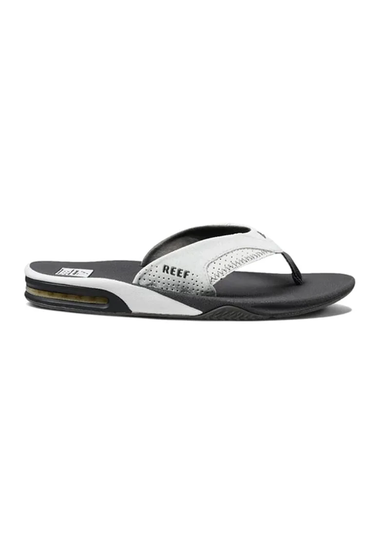Papuci flip-flop cu talpa plata Fanning, Gri/Alb arctic