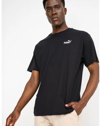 Tricou relaxed fit de bumbac cu logo pe piept Essential, Negru