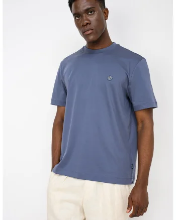 Tricou cu decolteu rotund Taut, Albastru stins