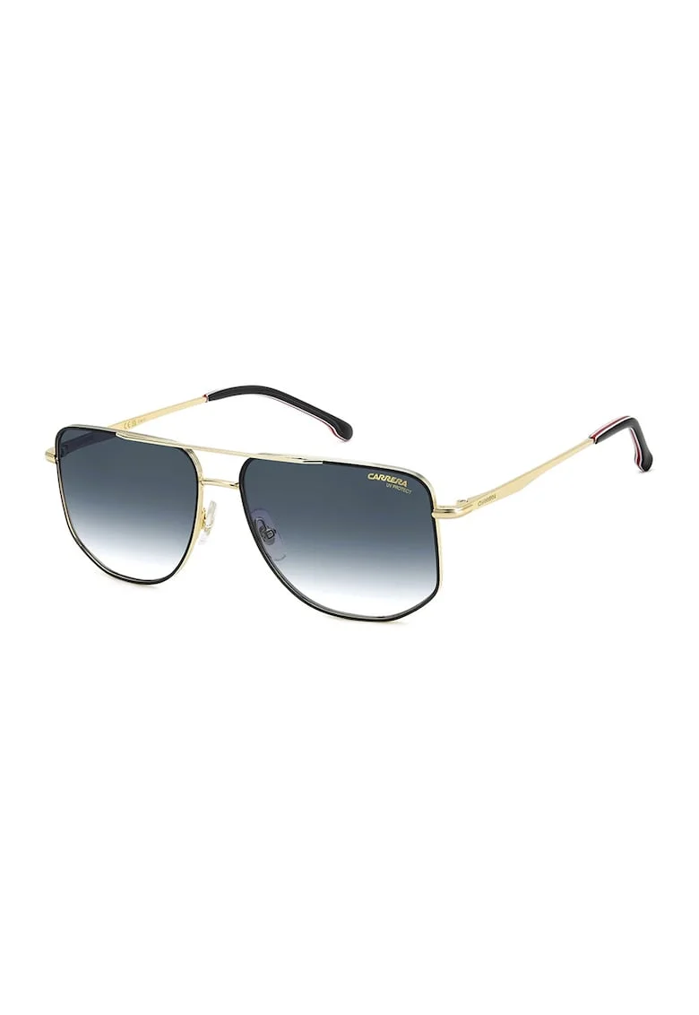 Ochelari de soare aviator cu rame metalice, Auriu/Negru/Rosu inchis