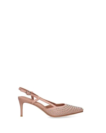 Pantofi de piele cu nituri Oriana Chic, Roz prafuit
