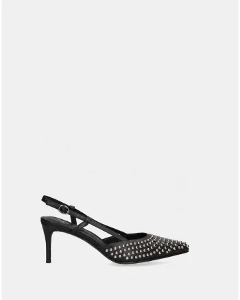 Pantofi de piele cu nituri Oriana Chic, Negru