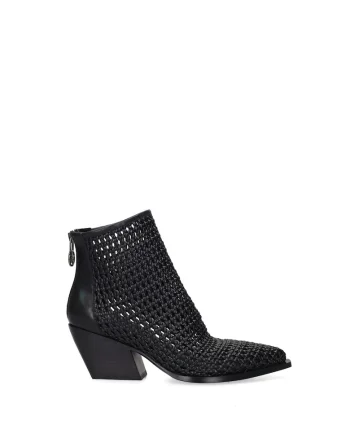 Botine de piele cu design perforat Venus Lux, Negru