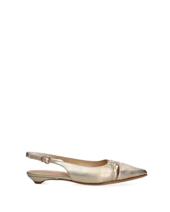 Pantofi de piele cu talpa plata Lumena Plus, Auriu