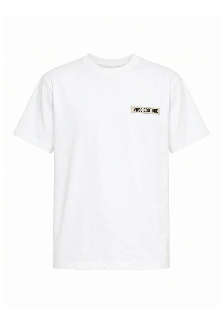 Tricou de bumbac cu decolteu la baza gatului, Alb