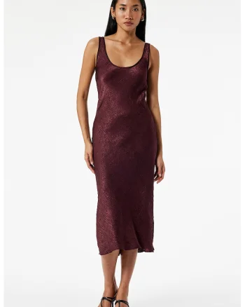 Rochie midi fara maneci, Violet pruna