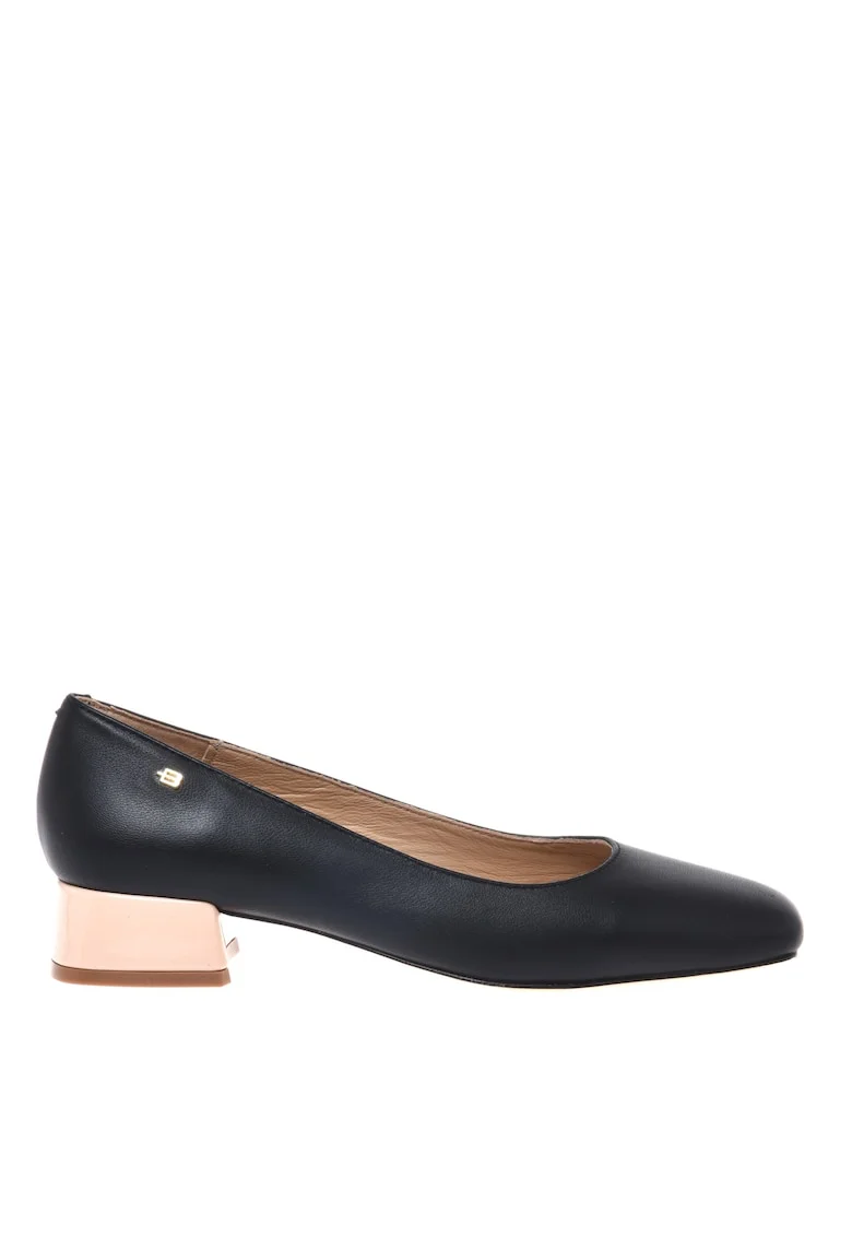 Pantofi din piele cu varf patrat, Negru