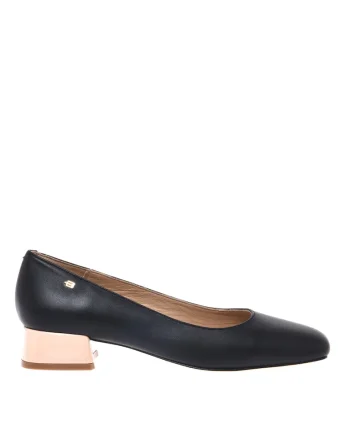 Pantofi din piele cu varf patrat, Negru