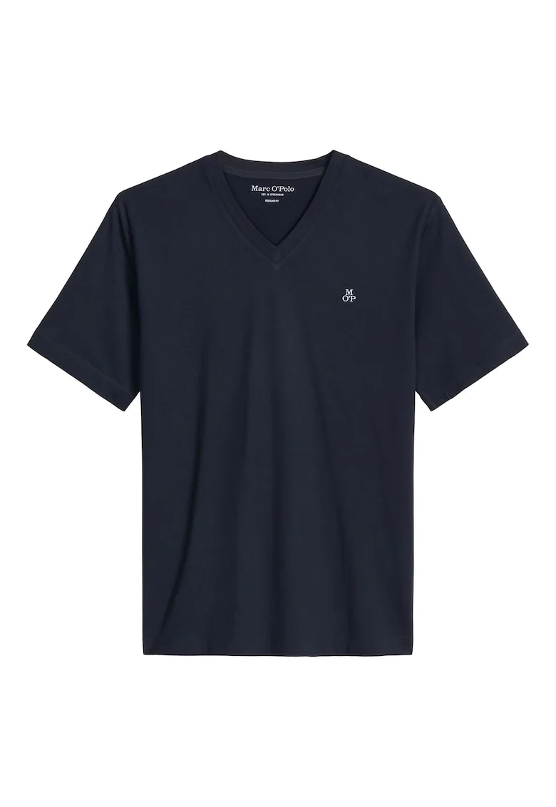 Tricou regular-fit cu decolteu in V, Albastru inchis
