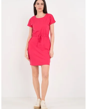 Rochie scurta cu buzunare laterale, Rosu capsuna
