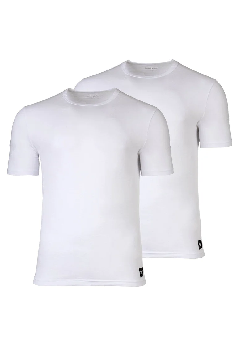 Set de tricouri regular fit, din amestec de bumbac, de casa- 2 piese, Alb