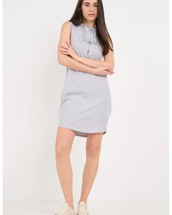 Rochie-hanorac cu imprimeu, Gri deschis melange