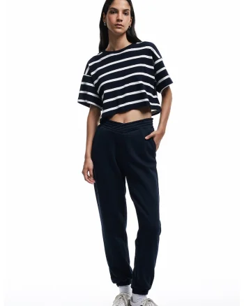 Pantaloni de trenimg cu talie striata, Negru stins