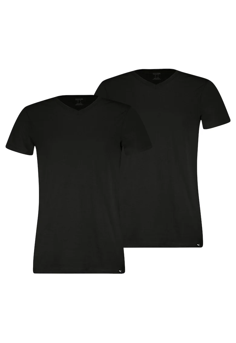 Set de tricouri cu decolteu in V, pentru casa - 2 piese, Negru