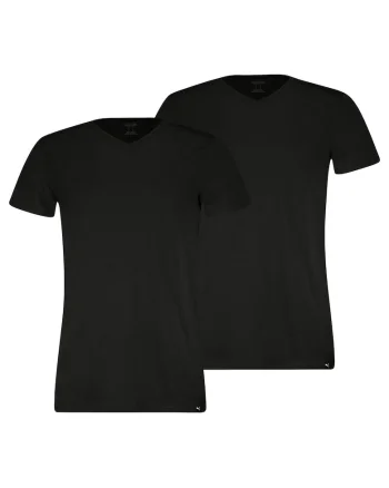 Set de tricouri cu decolteu in V, pentru casa - 2 piese, Negru