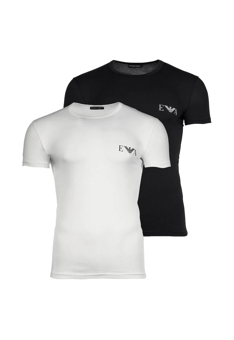 Set de tricouri slim fit - 2 piese, Alb/Negru