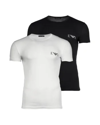 Set de tricouri slim fit - 2 piese, Alb/Negru