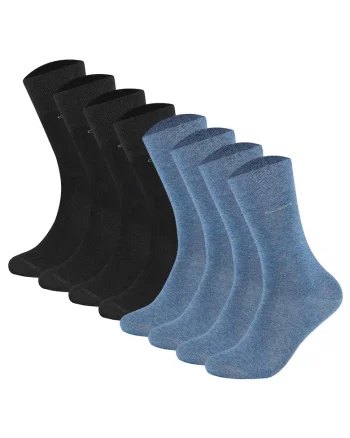 Set de sosete lungi unisex - 8 perechi, Negru/Albastru deschis