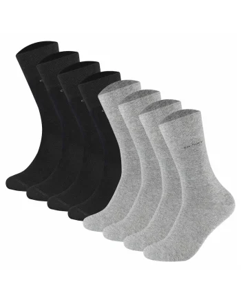 Set de sosete lungi unisex - 8 perechi, Negru/Gri