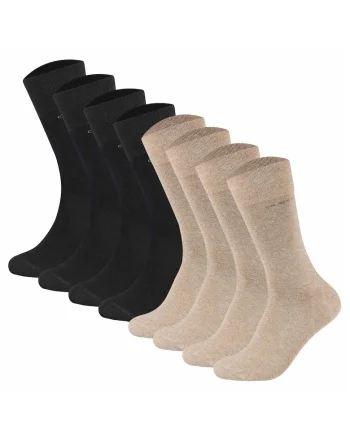 Set de sosete lungi unisex - 8 perechi, Negru/Maro camel