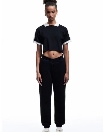 Pantaloni de trenimg cu talie striata, Negru