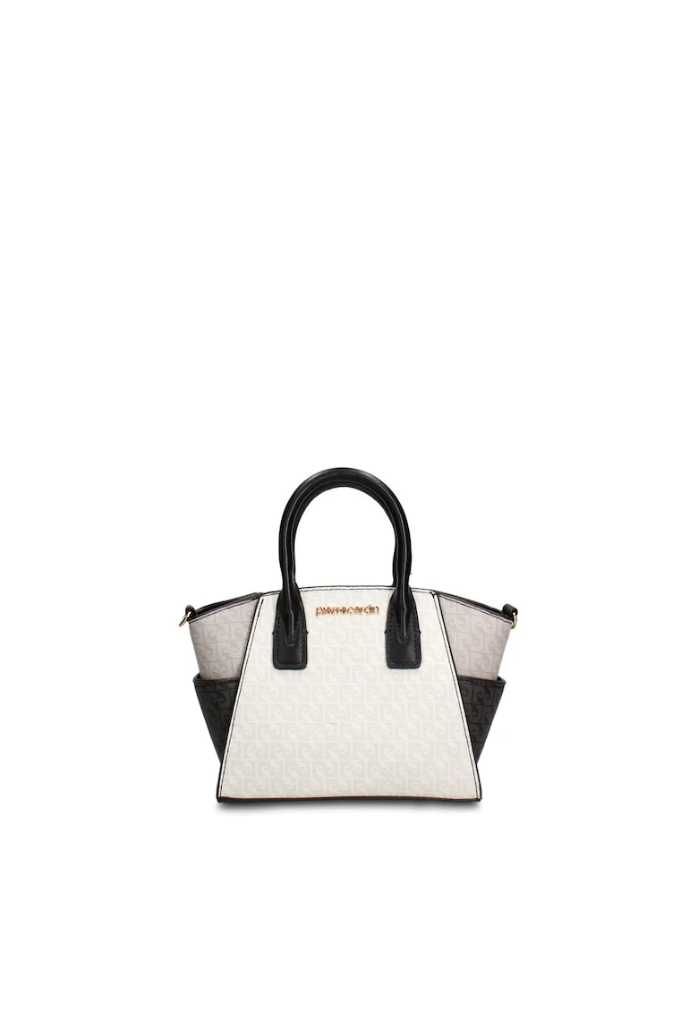 Geanta de piele ecologica cu maner si model colorblock Valoria, Alb
