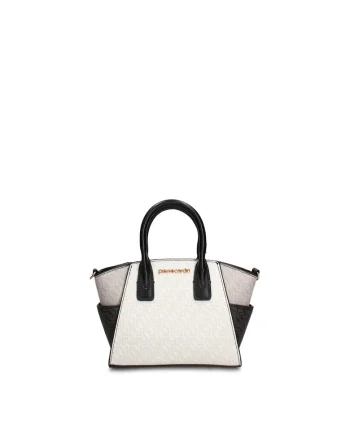 Geanta de piele ecologica cu maner si model colorblock Valoria, Alb